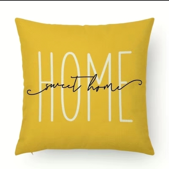 New yellow home sweet home decor accent pillow case zipper closure - Picture 1 of 3